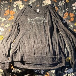 Gray AK Wild Salmon Graphic Long Sleeve Top
